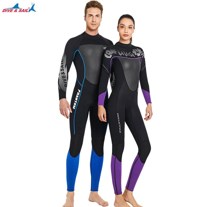 New 3MM Neoprene One-Piece Thick Warm Wetsuit Men Women Long Sleeved Cold-Proof Surfing Suit Snorkeling Swimming Jellyfish Suit