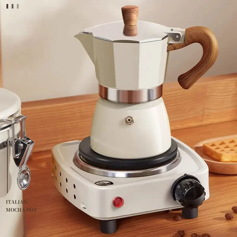 150ml/300ml Vintage Wooden Handle Espresso Maker Moka Pot Classic Italian Cafe Tools Kitchen Cafe Accessories