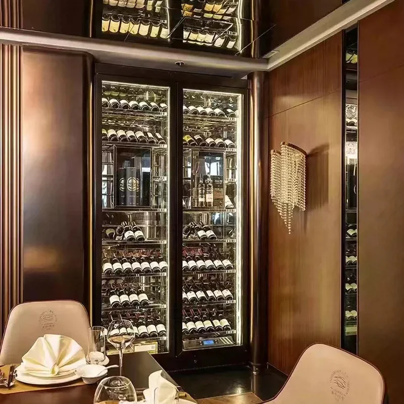 Light Luxury High-end Cabinet Leaning Hanging Bottle Display Rack Stainless Steel Cabinet