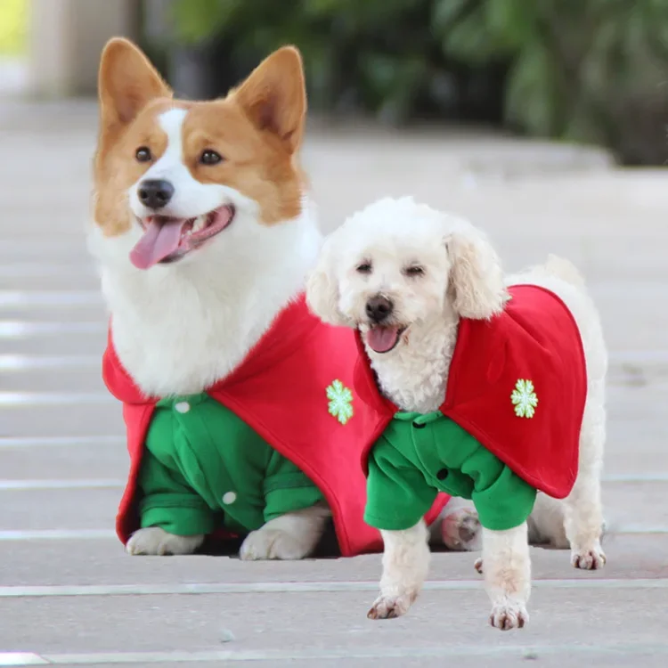 

Christmas Pet Cospaly Costume Fake Two Piece Dog Cloak Set