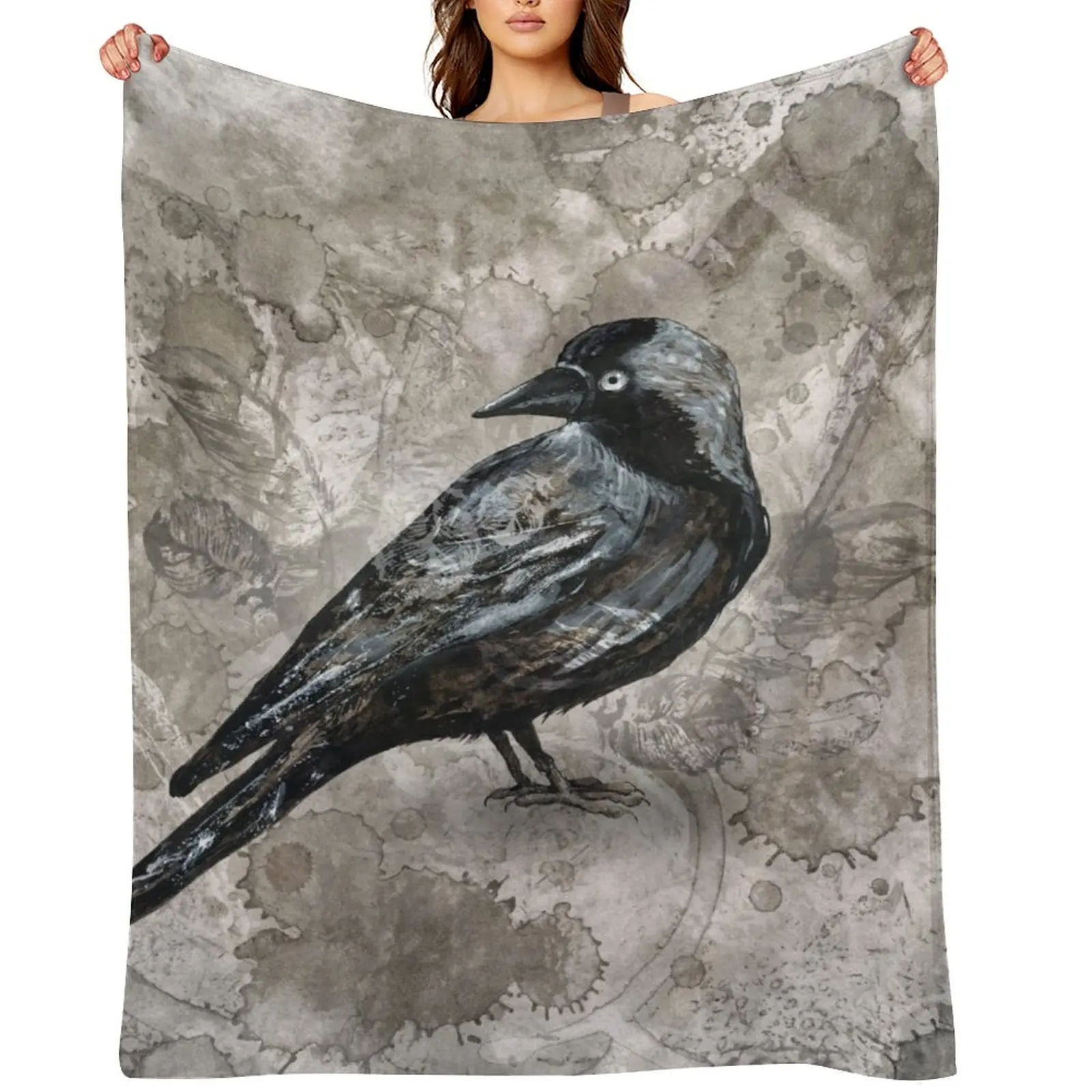 

Grunge jackdaw Throw Blanket Travel Luxury St christmas gifts Bed Blankets
