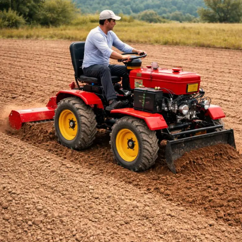 

Customized 25HP Mini Wheel Tractor W/Front Dozer & Rotary Tiller | Multifunctional Agricultural Cultivator Diesel Power 4WD Farm