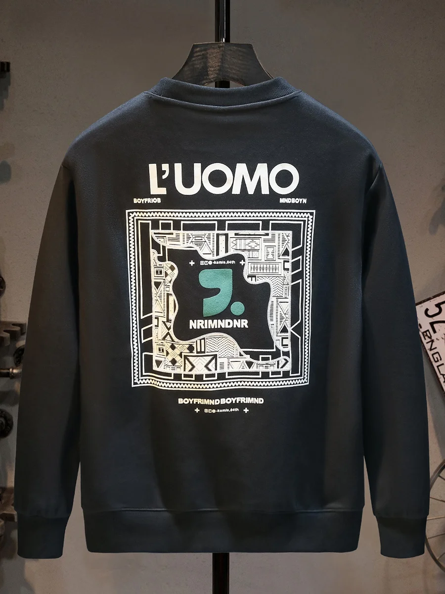 

Свитшот с принтом и длинными рукавами, круглым вырезом горловины, создающий ощущение премиум-класса, повседневный топ для мужчин, молодежный модный тренд, уличная одежда