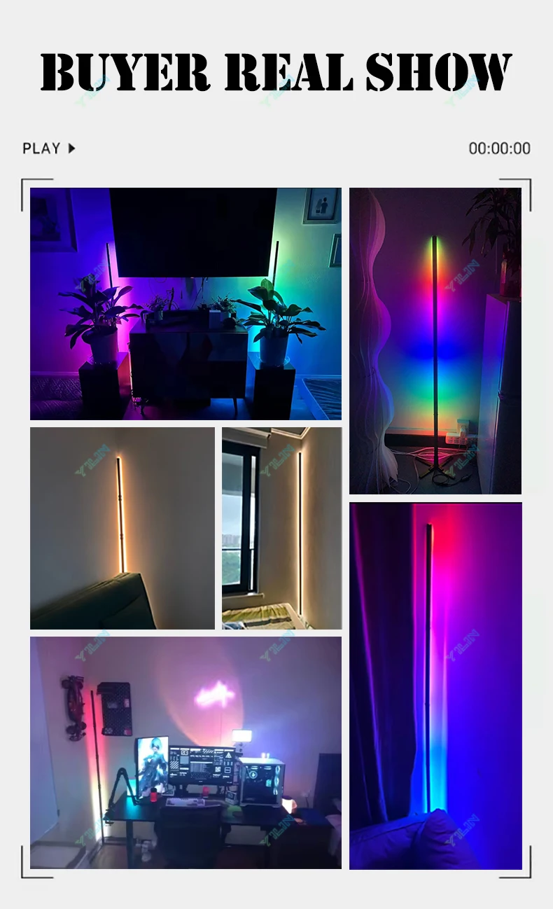145/180CM RGBIC LED Floor Lamp WIFI Smart APP Remote Control Modern Corner Floor Light Standing Ambient Lamp Decor Nightlight