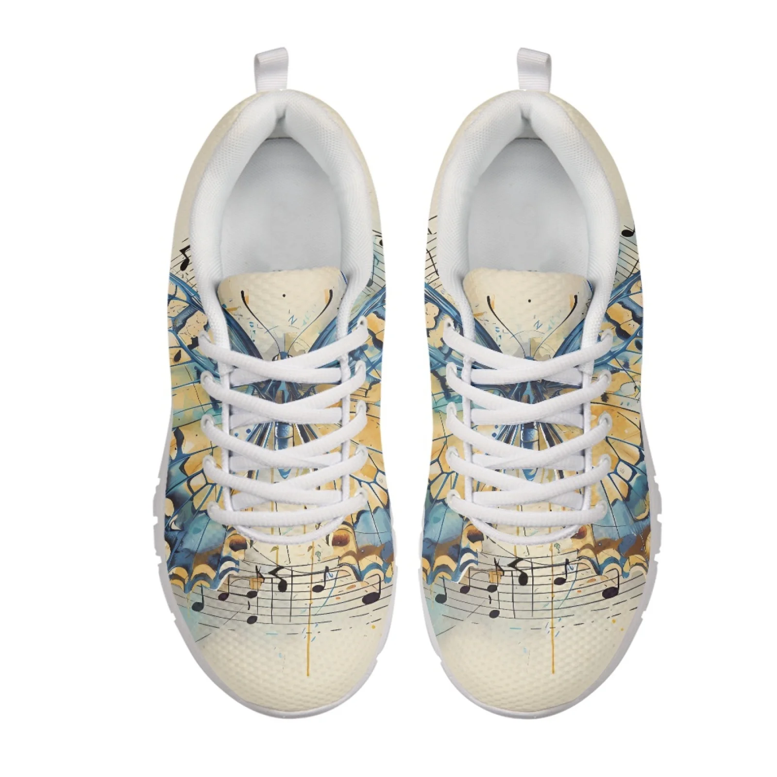 Coloranimal Butterfly Music Note New Design Breathable Sports Tennis Shoes for Men Mesh & EVA Sole Travel Shoes Fitness Shoes