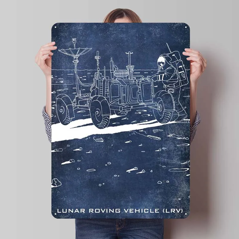 Lunar Roving Vehicle Metal Signs Space Poster Vintage Metal Plate Tinplate Sign Plaque for Wall Art Decoration Home Decor Retro