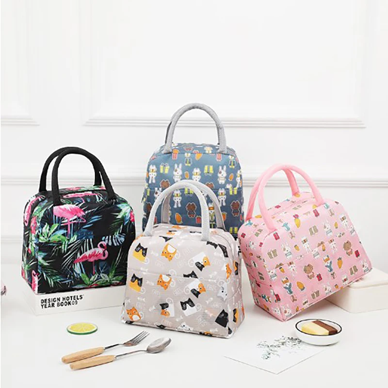 Portable Cartoon Tote Thermal Lunch Box Bag Aluminum Foil Office Student Bento Storage Insulation Bags Cooler Lunch Bag