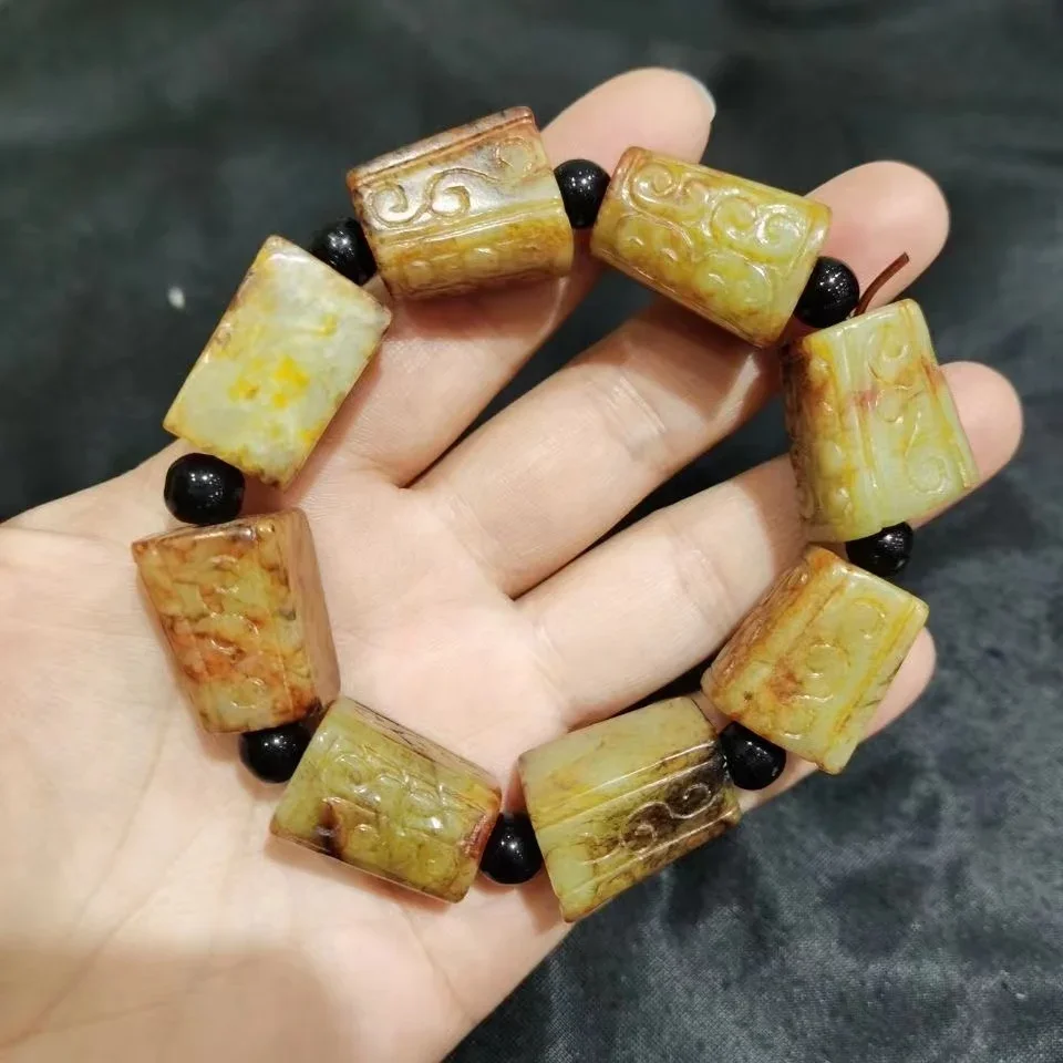 

Boutique Natural Hotan rare ancient jadeHand Carving Bracelet Ecological Collection precious Nephrite Add certificate