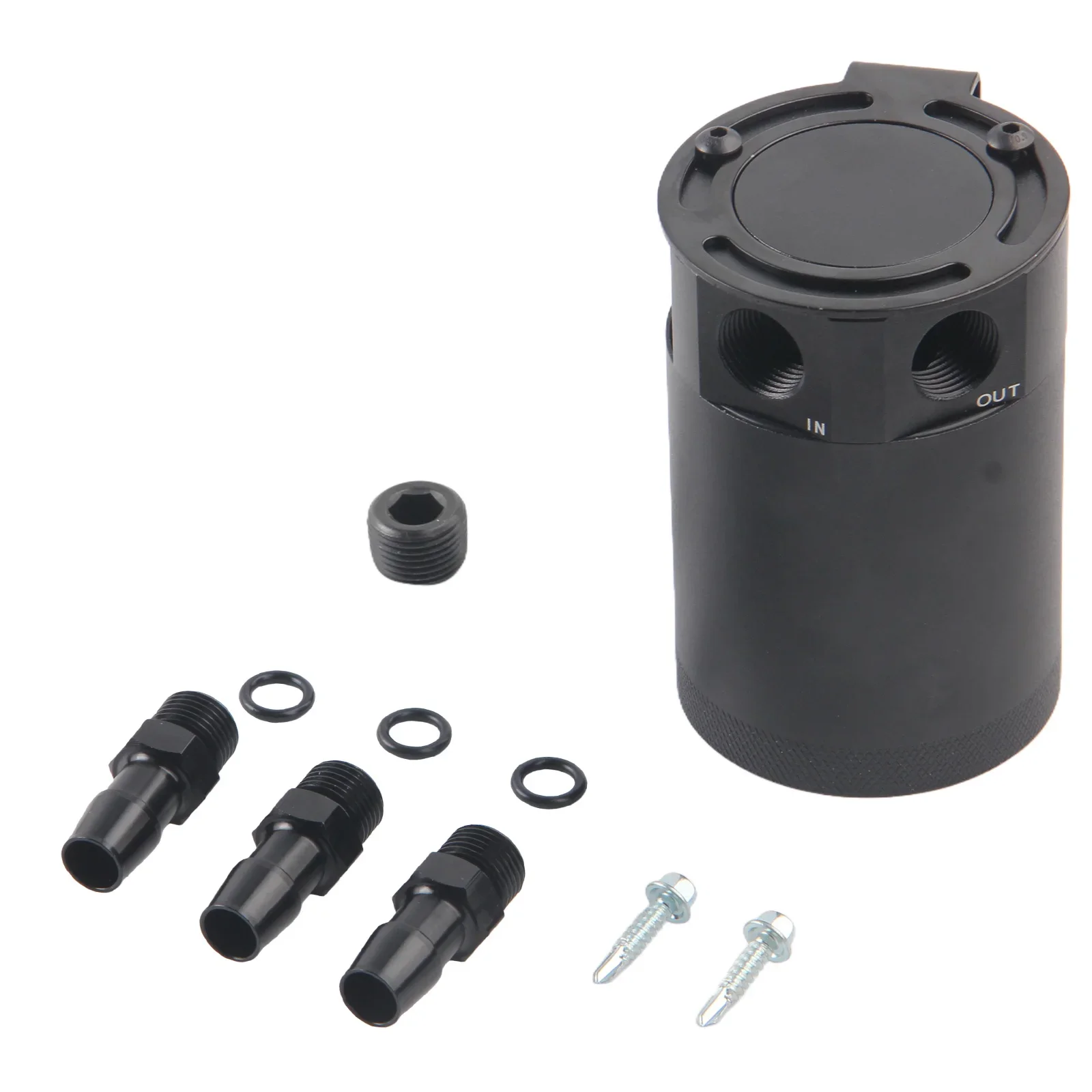 Universal 3-Port Aluminum Baffled Oil Catch Can Car Reservoir Tank for Performance Racing Automotive