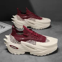 Chaussures pour hommes, chaussures de sport respirantes en mesh pour l'été, chaussures décontractées à semelle épaisse, chaussures de sport d'extérieur augmentant la taille 2