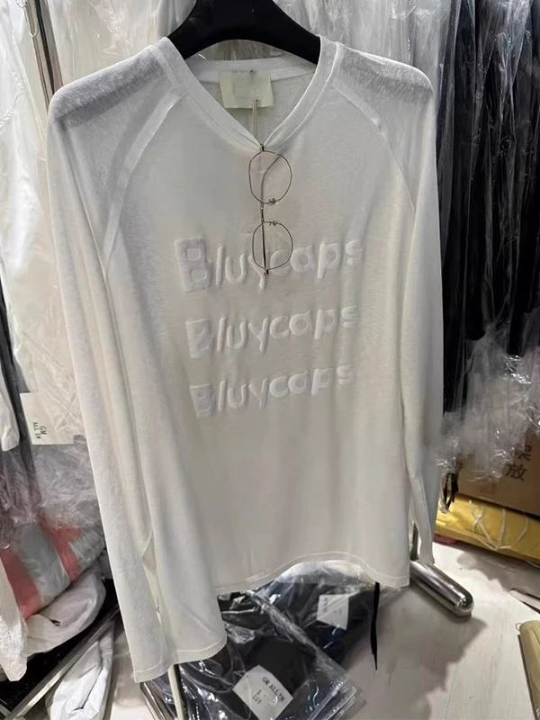 

plus Size Summer White Long Sve T-irt Women's Lightweight Loose Casual Transparent Sunade Top Pear Body pe
