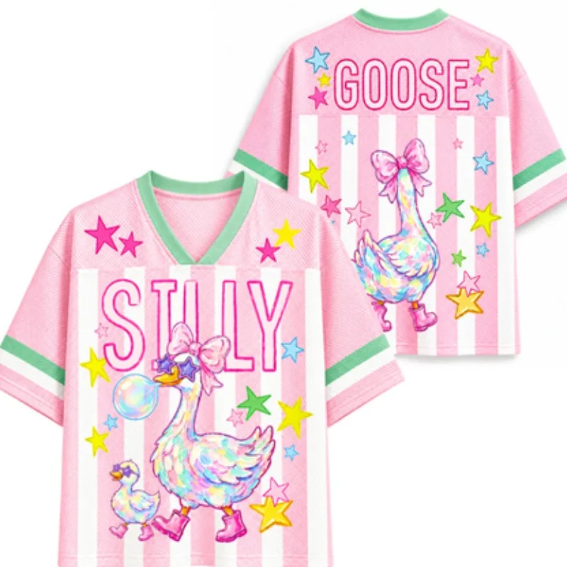 Children, Male, Female Parent-child Couple Dopamine Funny Silly Goose Jersey T-shirt 3D Printed Loose and Fun Artistic Style