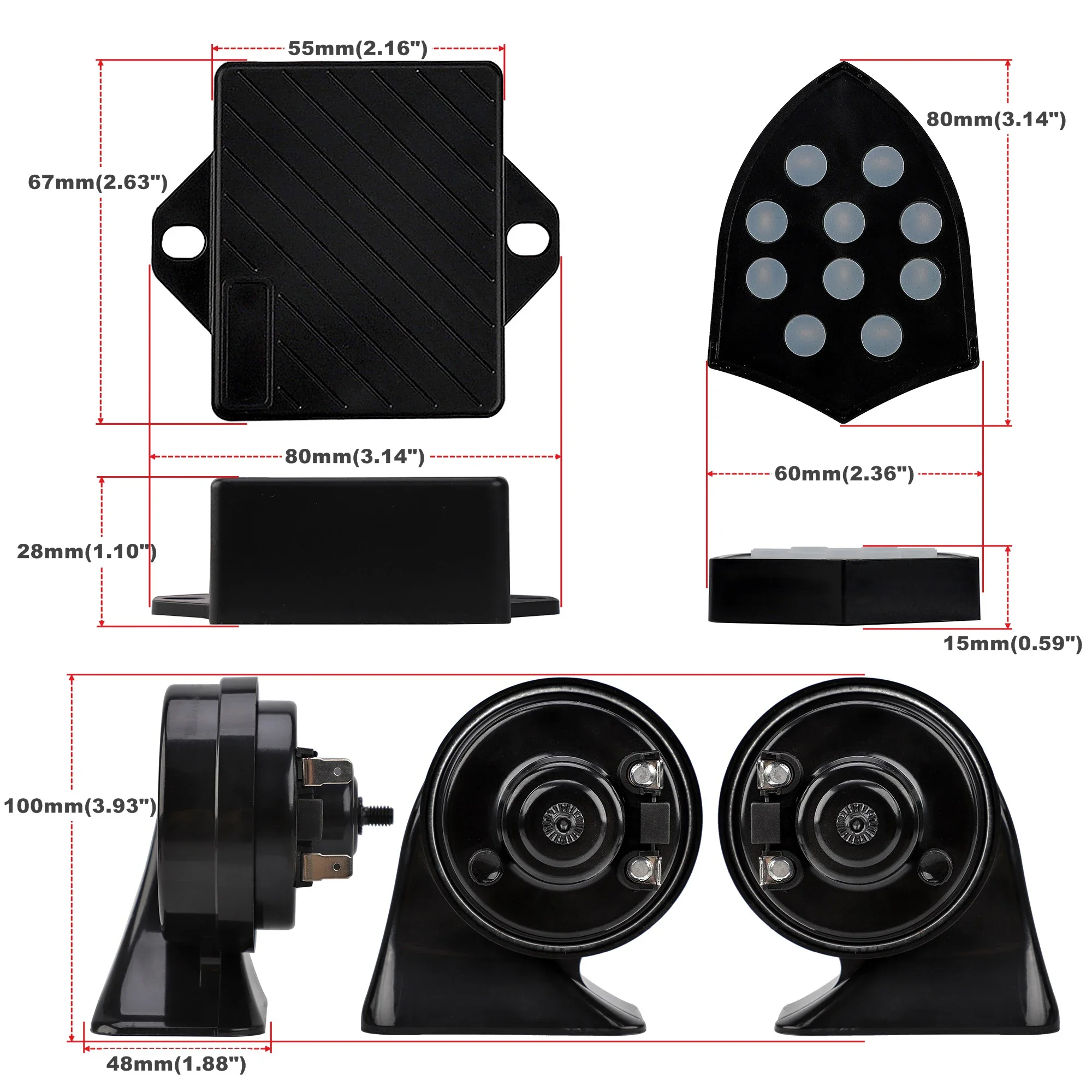 10 Sound Musical Controller Regulator Monitor Snail Trumpets Electric Siren Automotive Accessories 12V Universal Electronic Horn