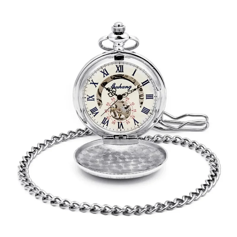 Mechanische Uhr Taschenuhr Vintage Silber römische wörtliche Wanduhr