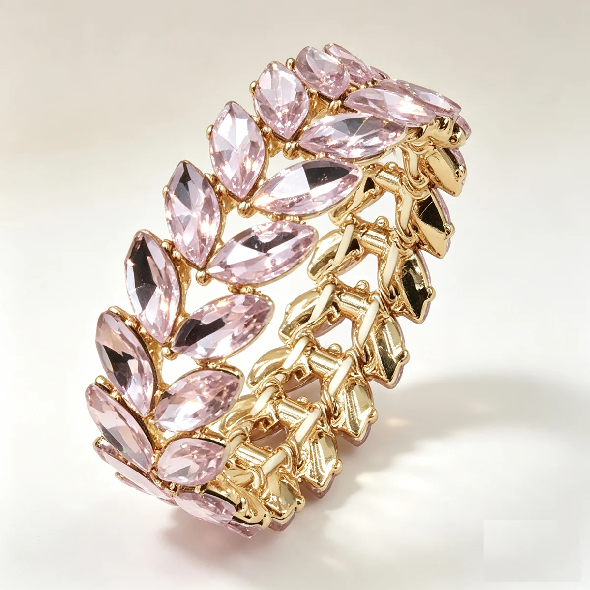 Luxuriöses Breites Strass-Armband für Damen, Geometrischer Kristall-Schmuck für Hochzeit und Party, Pailletten-Schmuck, Vergoldetes Ausziehbares Damenarmband – Detail 7