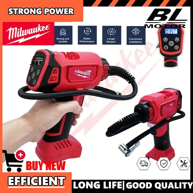 

Аккумуляторный электрический воздушный насос Milwaukee 18V для накачивания шин автомобиля, автоматический компрессор, портативный, перезаряжаемый