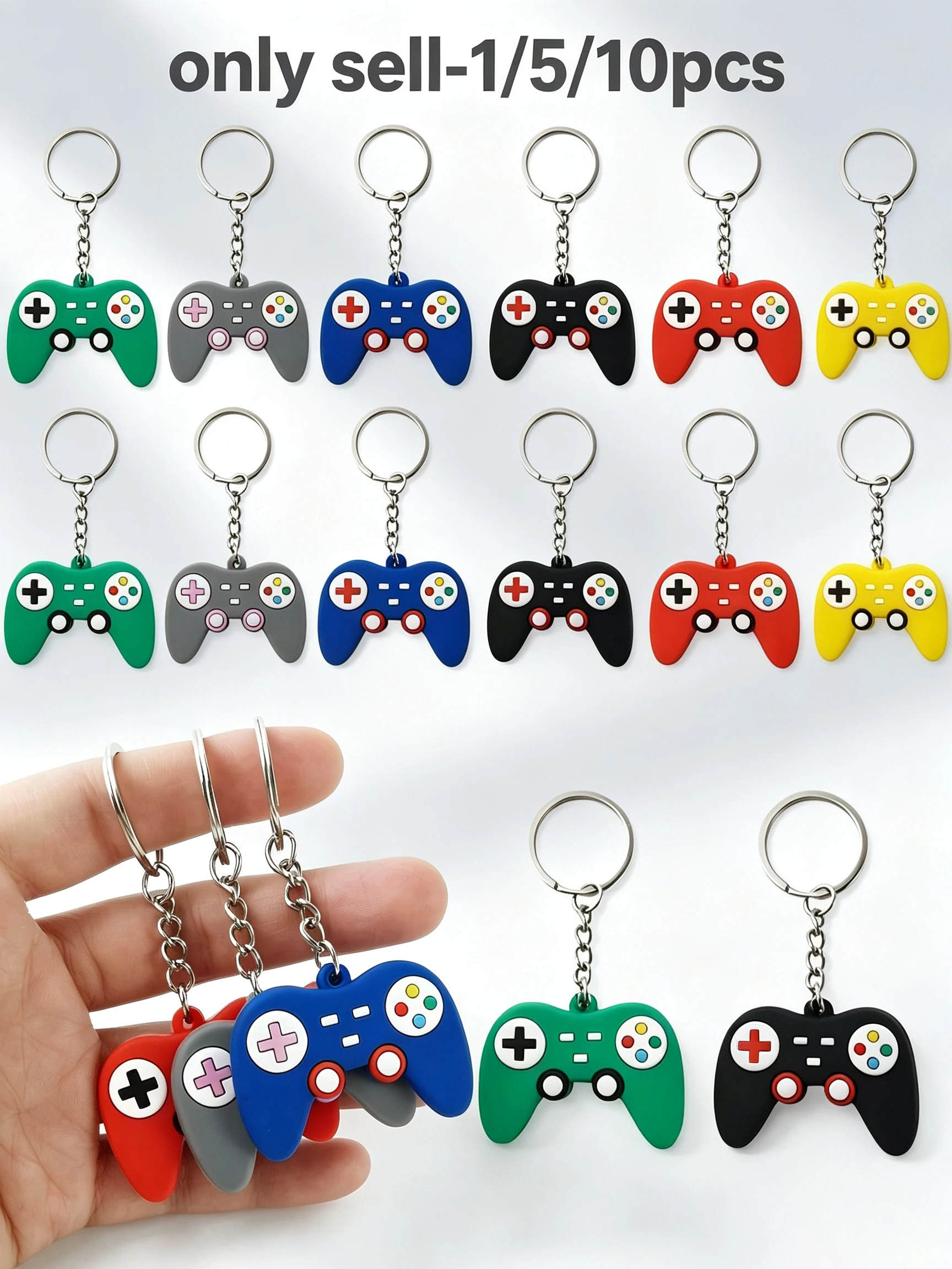 1/5/10pcs Game Controller Keychains Party Favors Birthday Decorations Hanging Pendants Unisex Baby Gifts Rewards Fillers 6 Color