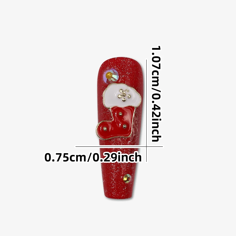 SANANIE 6 Grids High Quality Enamel Christmas Nail Art Charms Classic 3D Cartoon Xmas Tree Socks Glove Elk DIY Nails Decoration