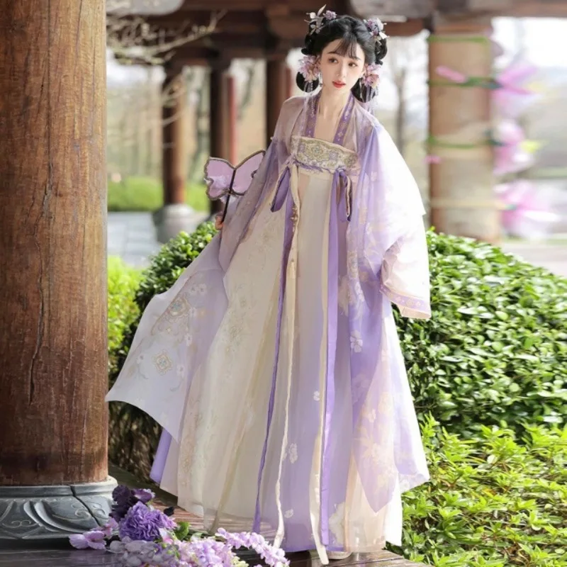 Hanfu Qingyao female Tang Dynasty ancient style chest-length embroidered broken skirt daily spring and summer suit Han elements