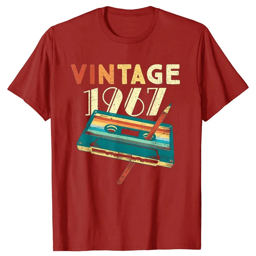 

Vintage 1967 Music Cassette 57th Tops Clothing Casual Basic T-shirts Round Neck Fashion Tshirt Birthday Gifts 57 Years Old Tee