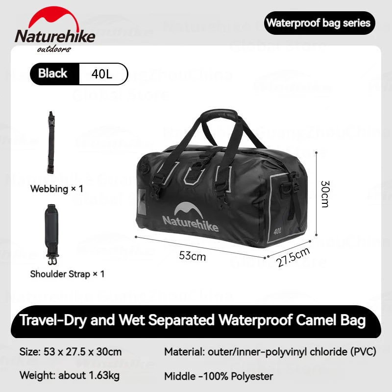 Naturehike IPX6 Wasserdichte Tasche 40L 60L 90L Motorrad Schwanz Tasche Outdoor Camping Reise Gepäck Träger Tragbare Stamm Lagerung PVC 3