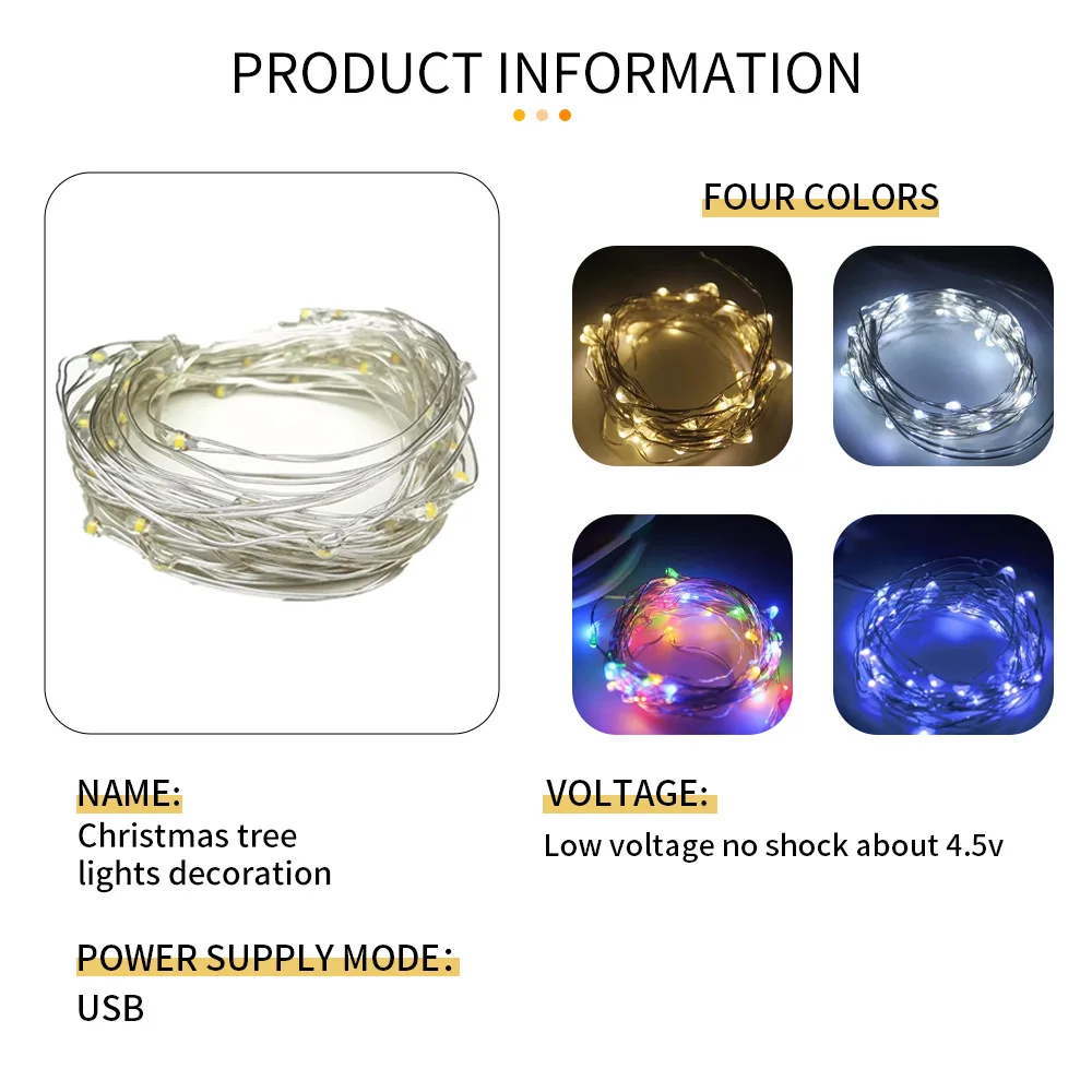 Copper wire straight line lamp Christmas tree light string decorative lamp small colored lamp outdoor courtyard leather wire lam