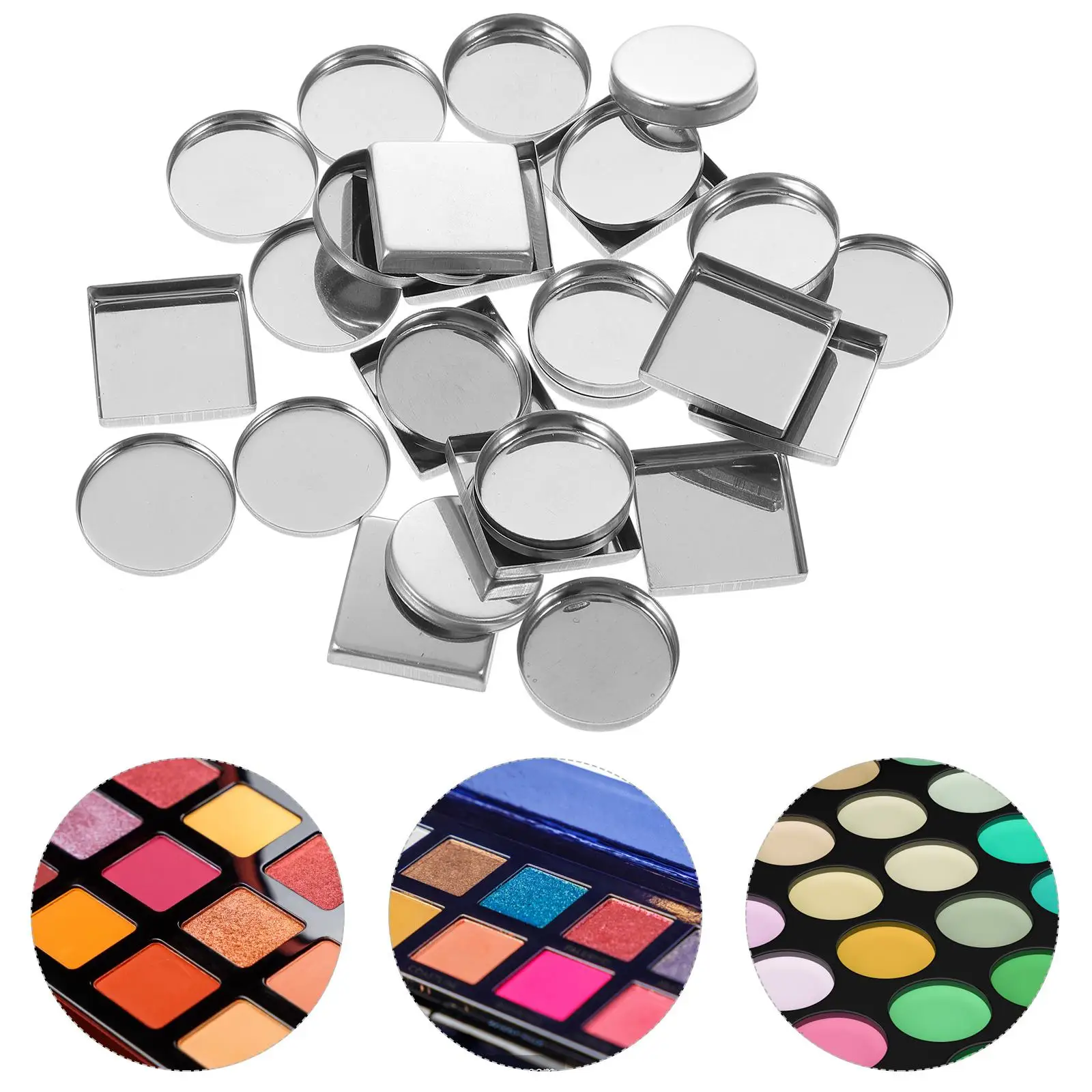 30pcs Empty Eyeshadow Palette Powder Pans Pot Storage Responsive to Magnets DIY Makeup Palette Travel Blush Plate for Cheeks