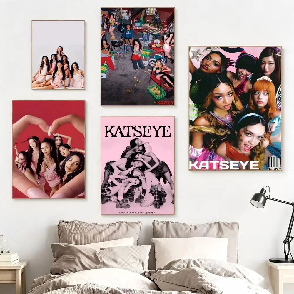 Girl Group K-Katseye Poster impermeable para el hogar sala de estar dormitorio bar decoracion estetica