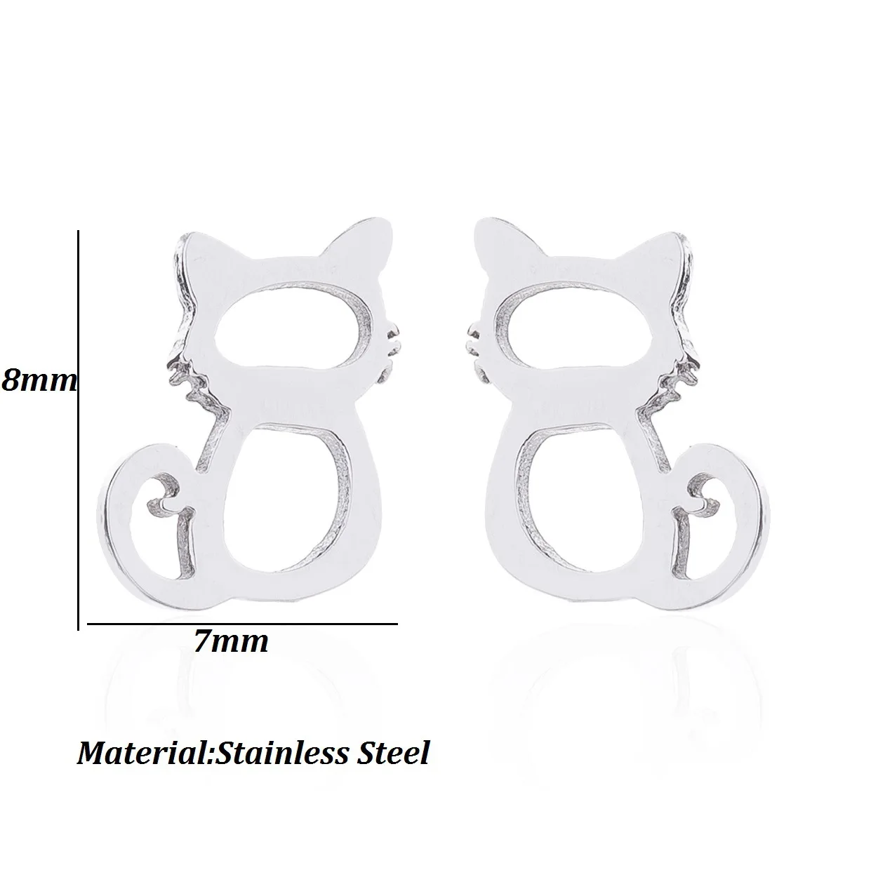 Moda Novo Aço Inoxidável Pequeno Animal Menina Simples Pet Cat Cute Dog Earrings Ear Stud Jewelry Gift Atacado