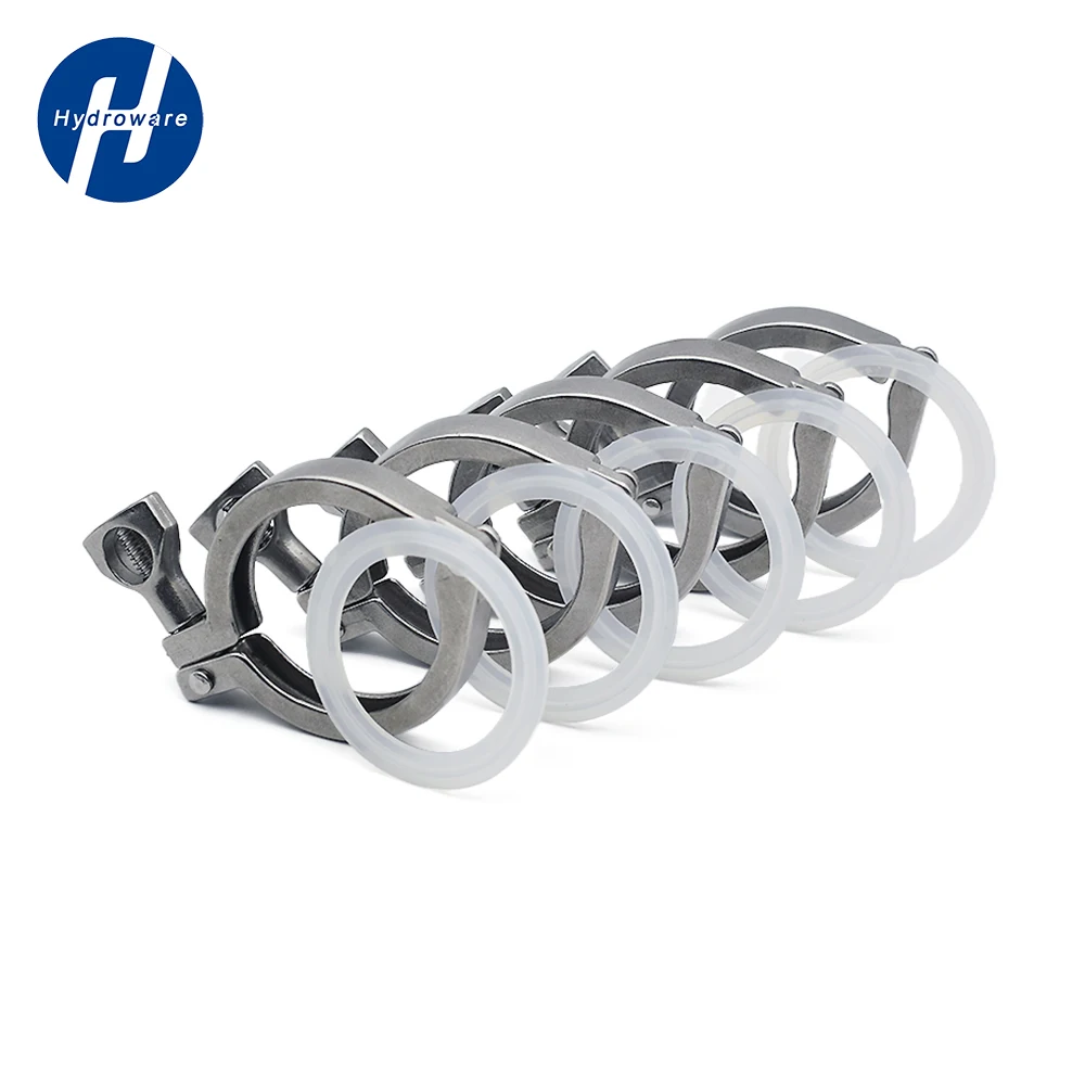 0.5 "1.5" 2 "3" 4 "50.5mm25.4mm34mm64mm91mm119mm SS304 الفولاذ المقاوم للصدأ الصحي ثلاثي الطويق المشابك البرسيم ، مع حشية السيليكون