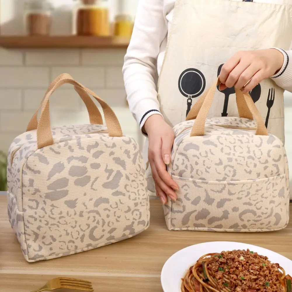 Portable Thermal Lunch Bag Insulated Ink Pattern Food Storage Pack Large Capacity Multi-purpose Picnic Bag