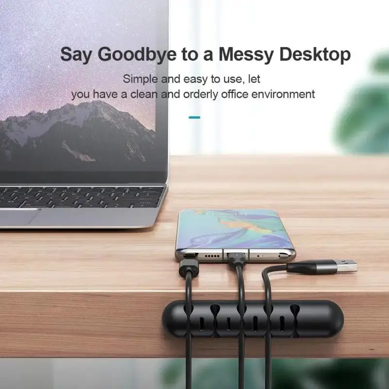 Cable Organizer Silicone USB Cable Winder Flexible Cable Management Clips for Mouse Earphone Holder
