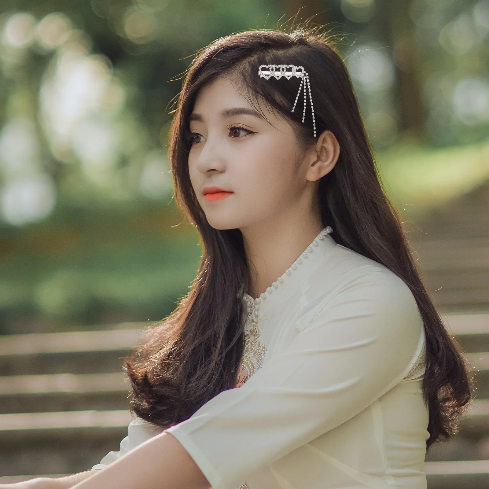 

2pcs Rhinestone Side Clamps Tassel Side Clamps Hair Barrettes For Wedding Prom Heart Hairpins Banquet Hair Accessories