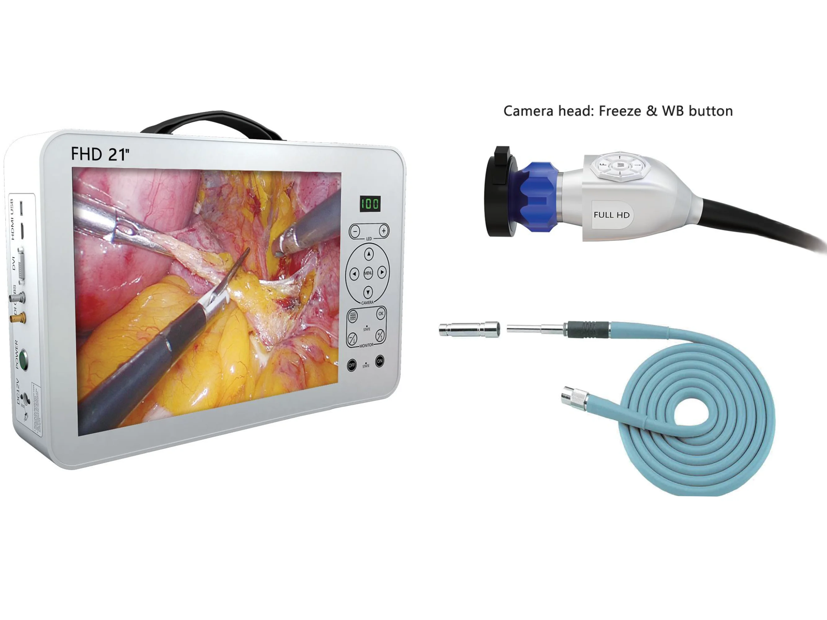 4 in 1 Portable Full HD Endoscopy Unit Surgical 21 Inch Medical Endoscope Camera System with LED Light Source laparoscopic