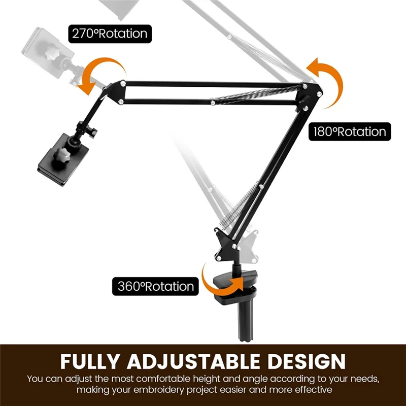 

BYBS-Embroidery Stand Adjustable Embroidery Holder Metal Frame Stand Table Mount For Needlepoint Projects Tablet Phone B