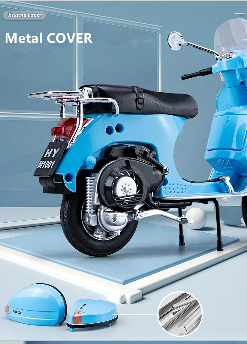 1:18 2016 Pour VESPA PX 125 Modèle De Moto En Alliage Moulé Sous Pression Roues Rotatives Flexibles Jouet Pour Enfants Cadeaux Collection Jouets
