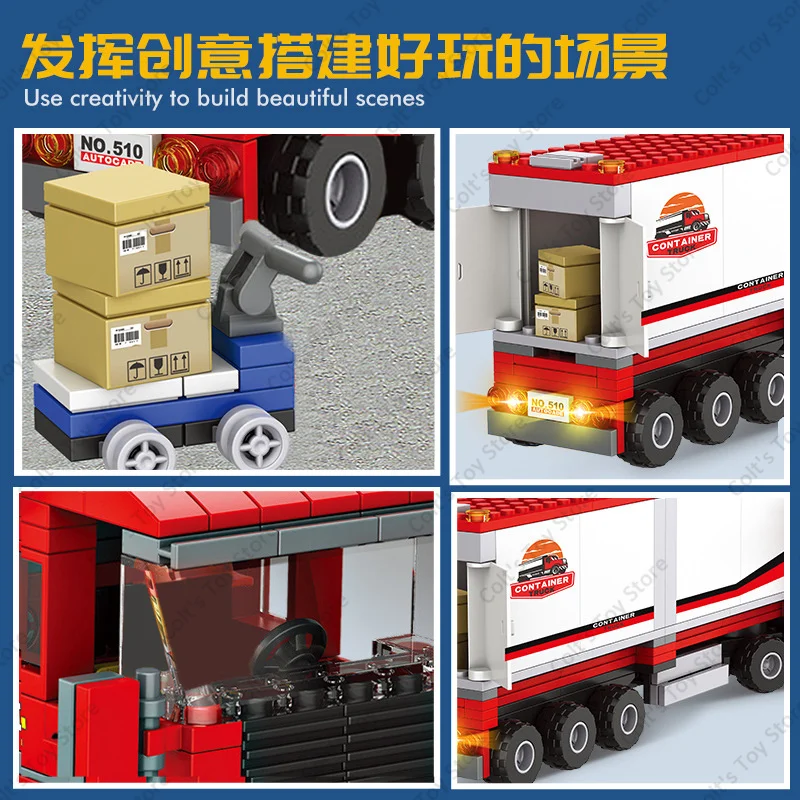 2024 giochi creativi City Modern Delivery Truck Building Blocks Classic Urban Freight Car Model Bricks Kid Toy regali di compleanno fai da te