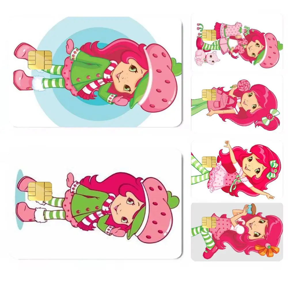Cute Strawberry s-Shortcake Girl High Definition Matte PVC Film Tape | For Credit Card, Debit Card Stickers & Gift Decoration
