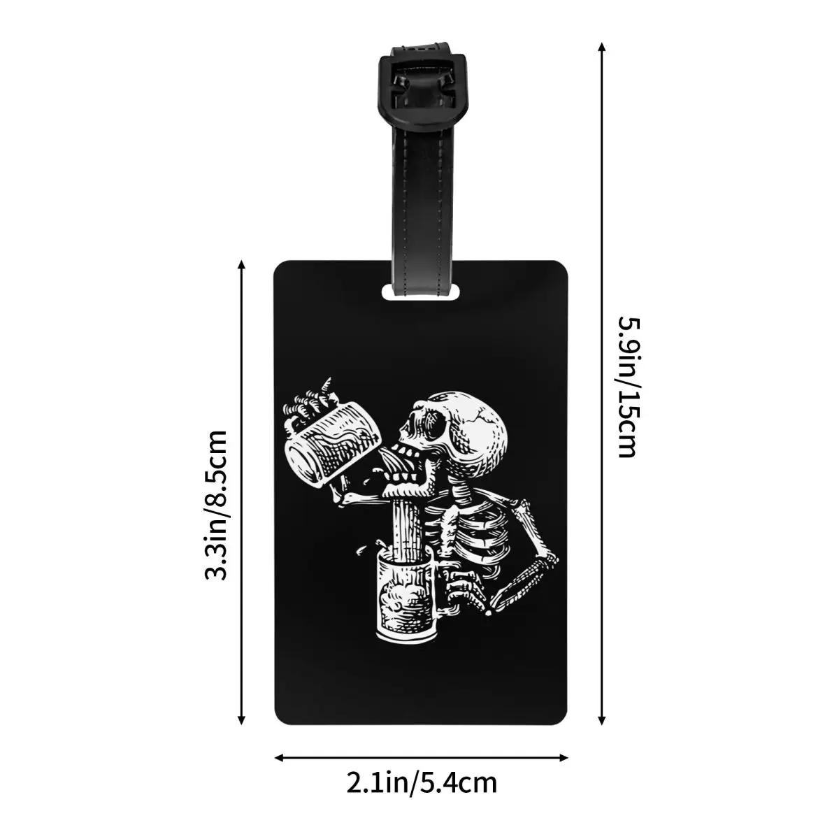 Custom Drunk Skull Luggage Tag Privacy Protection Baggage Tags Travel Bag Labels Suitcase