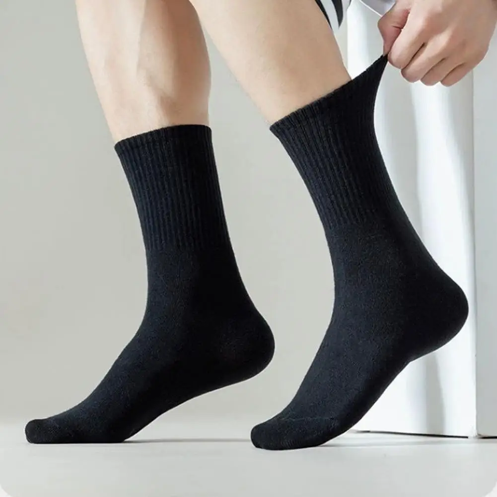 

Cotton Socks Comfortable Socks Stretchy Cotton Crew Socks for Men Women Casual Business Daily Wear Ribbed Solid Color Calf