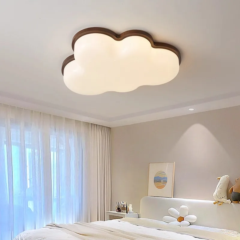 Wooden Cloud LED Ceiling Light for Bedroom Children's Room Lighting Night Light Warm Color Home Decor