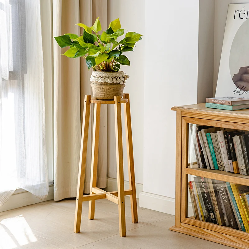 Balcony flower pot rack Solid wood floor-to-ceiling multi-layer Chinese wooden succulent dill flower rack Living room plant pot