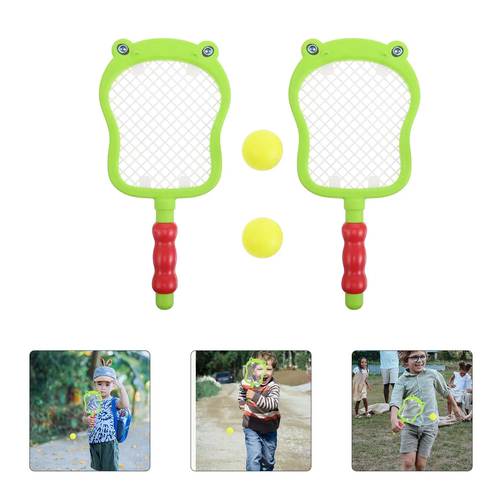 

1Set Tennis Racket Set for Lightweight Plastic Rackets with Balls Safe Non Toxic Materials for Active Play Ages 3-10 Garden
