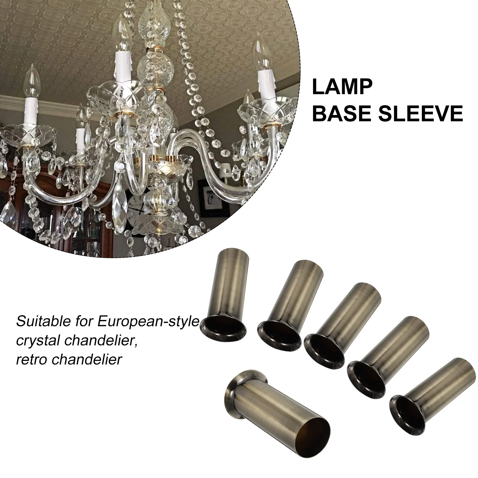 

12Pcs Chandelier Light Base Sleeve Heat Resistant Replacement for European Crystal Lamp Holder Tube Accessories
