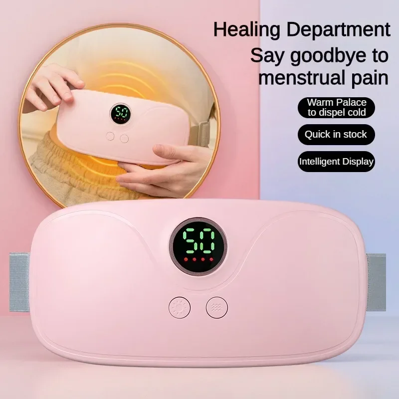 Menstrual Heating Pad Warm Palace Belt Waist Vibration Massage Device Abdominal Massager for Cramps Period Pain Relief