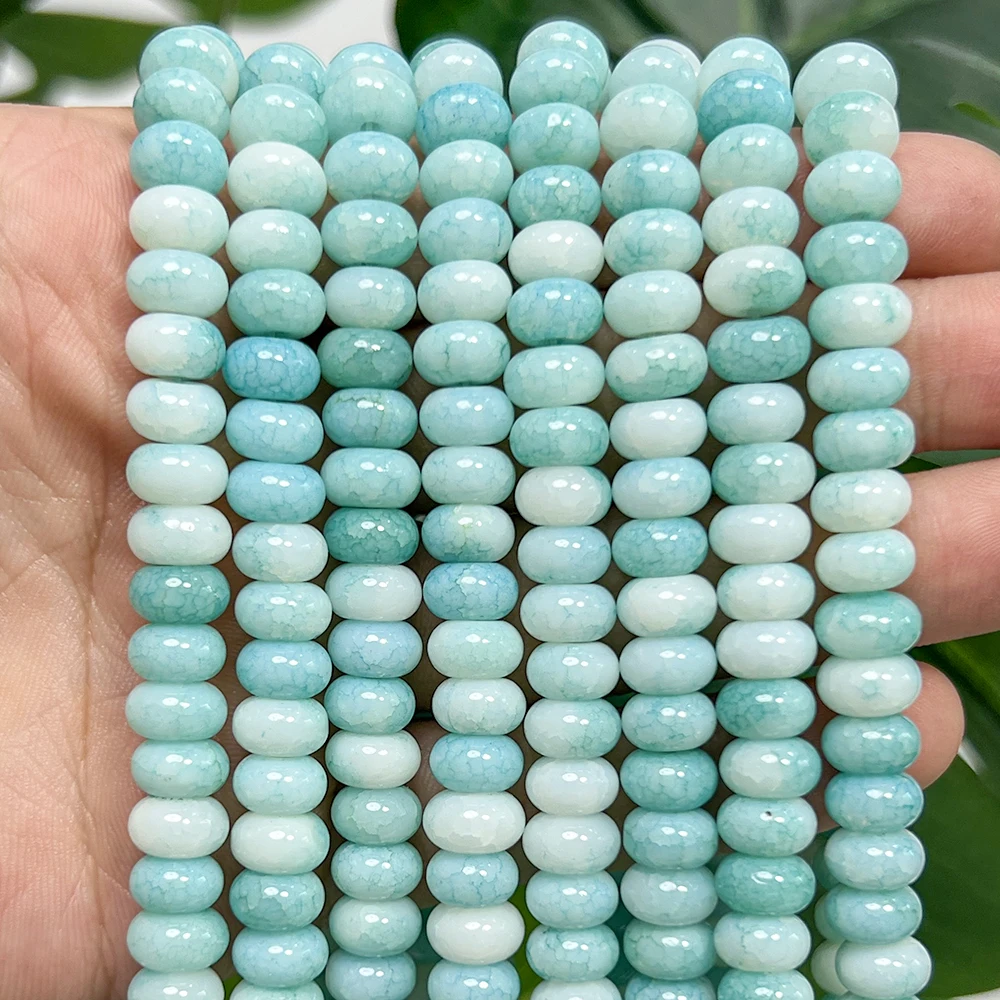 5x8mm Amazonite Snow Cracked Crystal Beads Rondelle Loose Spacer Beads for Jewelry Making DIY Bracelet Necklace 15''