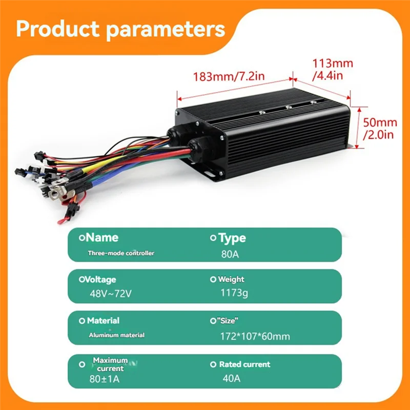 B48B-E-دراجة ثلاثة وضع مجموعة التحكم 80A 48 فولت -72 فولت موجة جيبية تحكم UKC1 عرض شاشة ملونة E-دراجة الملحقات #6