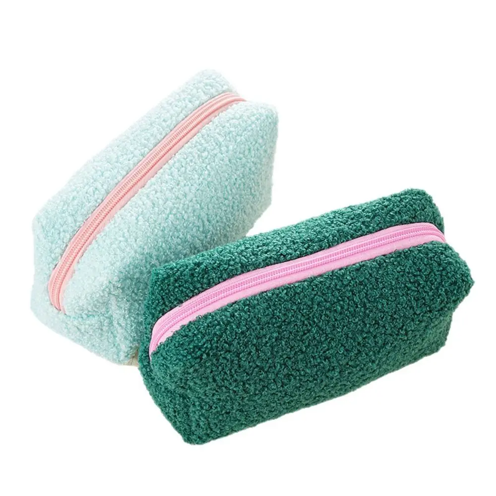 Bolsa de maquillaje de Color fresco de alta calidad, bolsa de almacenamiento de cosméticos multifuncional de felpa, organizador de artículos de tocador de gran capacidad