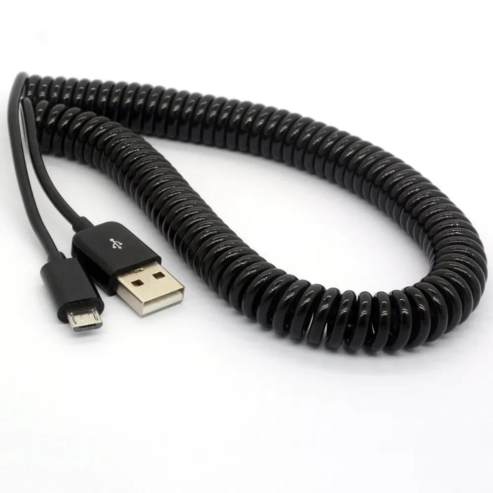 LBSC 2.5M USB 2.0 A Male to Micro USB B Spiral Coiled Adapter USB Data Charging Cables Connector USB Charger Cable