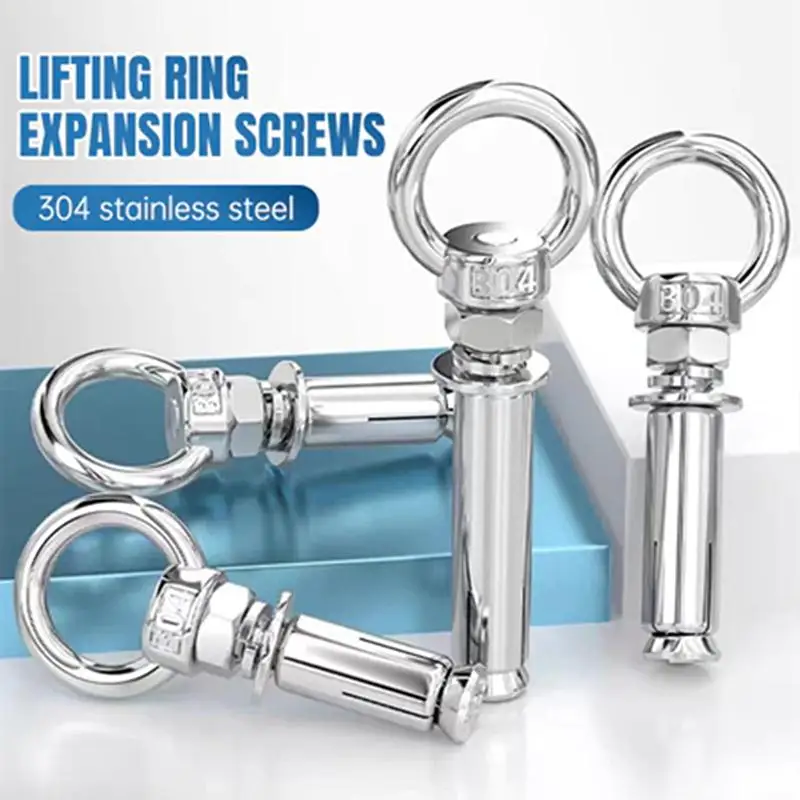 304 Stainless Steel Expansion Anchor M6 M8 M10 Eye Bolt Anti Loose Sheep Eye Design for Gym Equipment Hanging